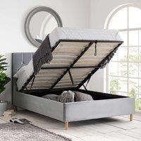 Birlea Velvet Fabric Ottoman Bed Frame Storage Loxley in Grey | Size: Small Double