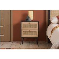 Birlea Croxley 2 Drawer Rattan Bedside in Black