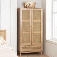 Birlea Croxley 2 Door Wardrobe Rattan 1 Drawer Croxley Mid Century Modern in Natural