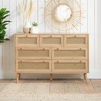 Birlea Croxley Chest of 7 Drawers Rattan Croxley Mid Century Modern in Natural