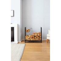 Neo Black Indoor Firewood Log Rack With Hooks
