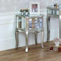 Melody Maison Mirrored 2 Drawer Bedside Lamp Table - Tiffany Range in Silver