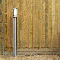 ValueLights Wharf Pack of 4 Stainless Steel Outdoor 1000mm Ground Post Bollard Lights in Silver