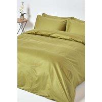 Homescapes Egyptian Cotton Duvet Cover with Pillowcase 1000 TC in Olive | Size: King