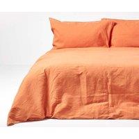Homescapes Luxury Soft Plain Linen Duvet Cover Set in Burnt Orange | Size: Super King