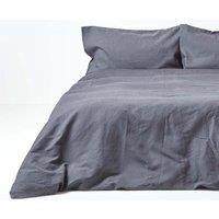 Homescapes Luxury Soft Plain Linen Duvet Cover Set in Dark Grey | Size: Single