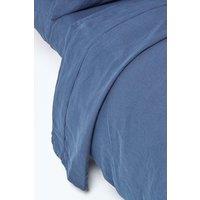 Homescapes Luxury Soft Linen Flat Sheet in Navy | Size: Super King Flat