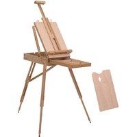 HOMCOM Wooden Tripod Art Easel Portable Sketch Drawing Box Artist Painting in Light Brown
