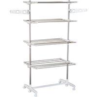HOMCOM Large Clothes Airer Stainless Steel Clothes Drying Rack White in Silver