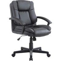 HOMCOM Swivel Executive Office Chair Mid Back PU Leather Chair w/ Arm in Black
