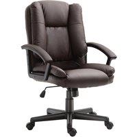 HOMCOM Swivel Executive Office Chair Mid Back PU Leather Chair w/ Arm in Brown