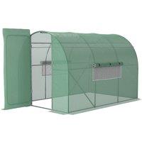 OUTSUNNY Reinforced Walk-in Polytunnel Garden Greenhouse Steel Frame in Green