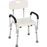 HOMCOM Light Weight Aluminum Shower Bench Portable Lift Chair w/ Back & Armrest in White