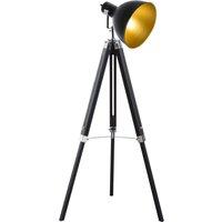 Tripod Floor Lamp Retro Studio Lampshade Reading Light Wooden Legs