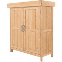 OUTSUNNY Garden Storage Shed Tool Wooden Box w/ Hinged Roof 74x43x88cm, Grey in Natural | Size: 74 x 43 x 88 cm