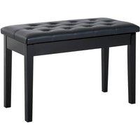 HOMCOM Faux Leather Piano Stool Makeup Dressing Stool Bench Table Seat W/ Storage in Black