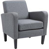 HOMCOM Modern Armchair Accent Chair with Rubber Wood Legs for Bedroom in Grey