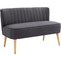 HOMCOM Modern Double Seat Sofa Compact Loveseat Couch Padded Velvet Wood Legs in Dark Grey