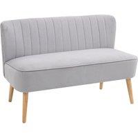 HOMCOM Modern Double Seat Sofa Compact Loveseat Couch Padded Velvet Wood Legs in Grey