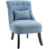 HOMCOM Fabric Single Sofa Dining Chair Upholstered W/ Pillow Solid Wood Leg Living Room in Light Blue
