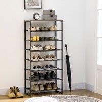 HOMCOM 8-Tier Metal Shoe Rack Storage Organiser with Mesh Shelves in Black