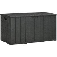 OUTSUNNY 336 Litre Rolling Outdoor Garden Storage Box, Plastic Container in Black