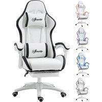 VINSETTO Racing Gaming Chair Reclining PU Leather Computer Chair with Headrest in White
