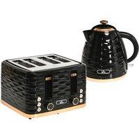 HOMCOM Kettle & Toaster Sets 1.7L Kettle & 4 Slice Toaster w/ Browning Control in Black