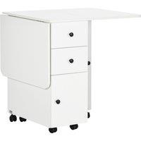 HOMCOM Folding Dining Table, Drop Leaf Table With Storage Drawers in Brown