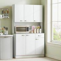 HOMCOM Freestanding Kitchen Cupboard, Storage Cabinet with Doors in White
