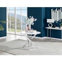 FurnitureboxUK Novara 100cm Round 4-Seater Dining Table With Silver Chrome Legs in White
