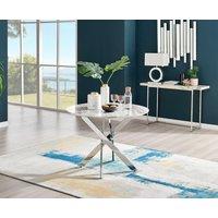 FurnitureboxUK Novara 100cm Round 4-Seater Dining Table With Silver Chrome Legs in Off-White