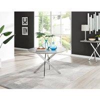 FurnitureboxUK Novara 120cm Round 6-Seater Dining Table With Silver Chrome Legs in Grey