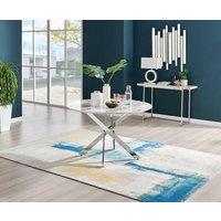 FurnitureboxUK Novara 120cm Round 6-Seater Dining Table With Silver Chrome Legs in Off-White