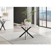 FurnitureboxUK Novara 120cm Round 6-Seater Dining Table With Black Metal Legs in Off-White