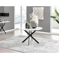 FurnitureboxUK Novara 120cm Round 6-Seater Dining Table With Black Metal Legs in White