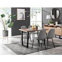 FurnitureboxUK Kylo Brown Wood Effect Dining Table With Black 'U' Legs & 4 Corona Faux Leather Chairs in Grey