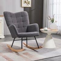 HOMCOM Wingback Rocking Chair for Nursing w/ Steel Frame & Wooden Base in Dark Grey