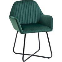 HOMCOM Modern Accent Chair Velvet-Feel Upholstered Lounge Armchair Metal Base in Green