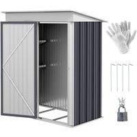 OUTSUNNY Steel Garden Shed, Small Lean-to Shed for Bike in Dark Grey