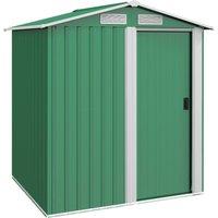 OUTSUNNY 5ft x 4.3ft Outdoor Metal Storage Shed with Sliding Door Sloped Roof in Green