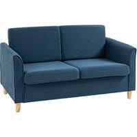 HOMCOM Double Seat Sofa Loveseat Couch 2 Seater Linen Armchair w/ Wood Legs in Blue