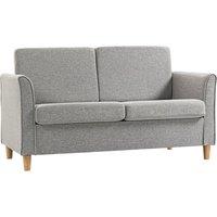 HOMCOM Double Seat Sofa Loveseat Couch 2 Seater Linen Armchair w/ Wood Legs in Light Grey