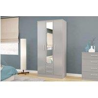 Birlea Lynx 3 Door 2 Drawer Wardrobe With Mirror in Grey