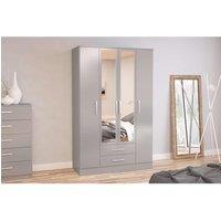 Birlea Lynx 4 Door 2 Drawer Wardrobe With Mirror in Grey
