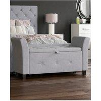 Home Discount Vida Designs Seville Storage Ottoman Velvet Fabric UKFR Furniture in Light Grey