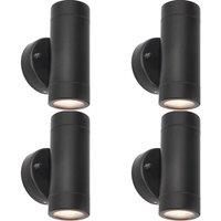 Loops 4 PACK Up & Down Twin Outdoor IP44 Wall Light - 2 x 7W GU10 LED - Matt Black