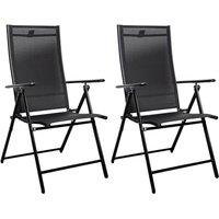 Samuel Alexander Set of 2 Outdoor Garden Patio Multi Position Reclining Folding Chair in Black