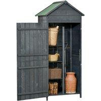 OUTSUNNY Wooden Garden Shed Outdoor Shelves Utility Tool Storage Cabinet in Grey