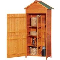 OUTSUNNY Wooden Garden Shed Outdoor Shelves Utility Tool Storage Cabinet in Natural